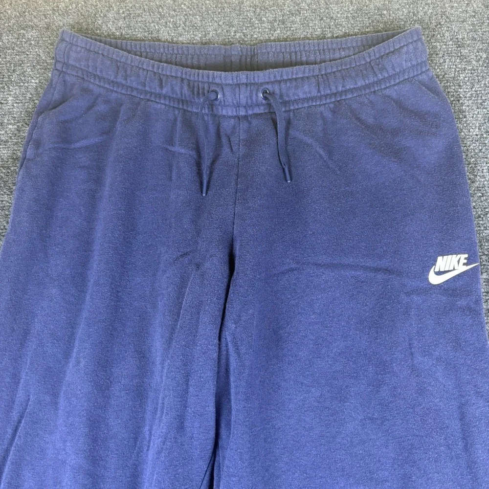 Nike Sportswear Pants Womens 32x27 Midnight Navy Fleece Lined Cotton‎ Drawstring